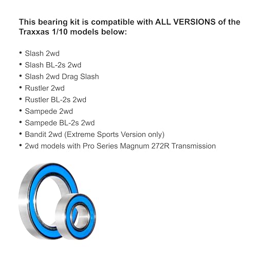 for Traxxas Slash 2wd, Stampede, Rustler BL-2s 2WD 1/10 Bearings Kit (All Versions) (21 Pcs)
