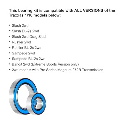 for Traxxas Slash 2wd, Stampede, Rustler BL-2s 2WD 1/10 Bearings Kit (All Versions) (21 Pcs)