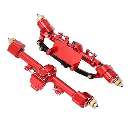 RC Car Portal Axle Set, Aluminum Alloy Front Rear Axle Assembly with Steel Gears, Heavy Duty RC Crawler Upgrade Parts for 1/24 Axial SCX24 Off-Road Vehicles - color: Red