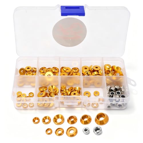 HERCHR Aluminum Alloy Cone Cup Head Screw Gasket Washer Counterbore Washers Gaskets Cup Shim Conical Washer Shim - color: gold