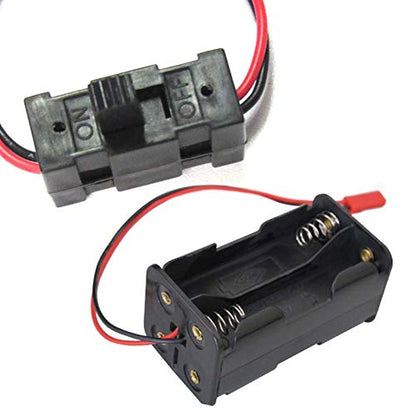 On/Off Power Switch Battery Receiver & 4 Cell AA Battery Container Case Holder Pack Box with JST Plug & Glow Plug Ignitor Igniter Nitro Engine Starter Tool