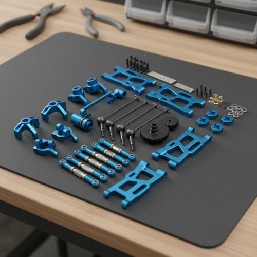 Amagogo Industrial Vehicle RC Car Parts Set with Aluminum Control Arms Link Rods Differential Gears Bearings Hardware for Handling Stability Maintenance Suitable for WLtoys 1/1, Silver - color: Silver