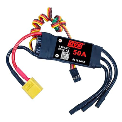 DYS 50A 2-6S Brushless ESC with 5V/4A SBEC with XT60 & 3.5mm Plug for RC Fixed-Wing Aircraft Helicopter - color: Dys 50a Esc