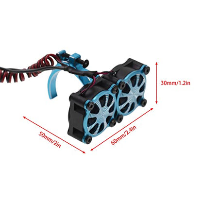 36MM Aluminum Alloy w/Double Cooling Fan Heat Sink with Temperature Control Compatible with 1/10 TRX4 SCX10 Traxxas Track HSP HPI Wltoys Himoto Tamiya 540 550 3650 3660 RC Car(Blue)