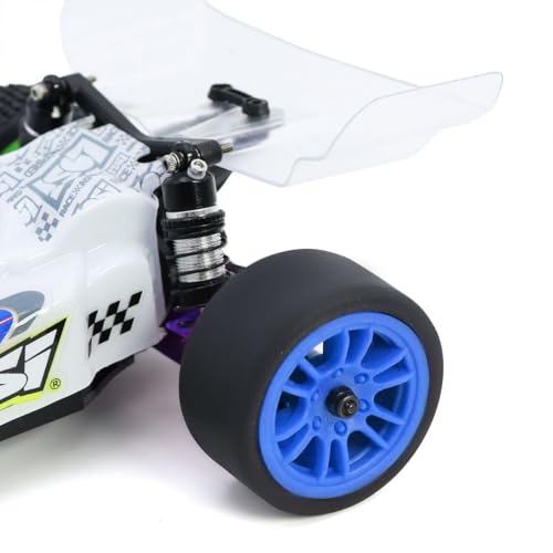 4PCS Finished Flat Running Drift Tires and Wheels 7MM Hexagon for 1/24 Losi Micro B Upgrades and 1/28 Losi Micro T Upgrades (T Blue) - color: T Blue
