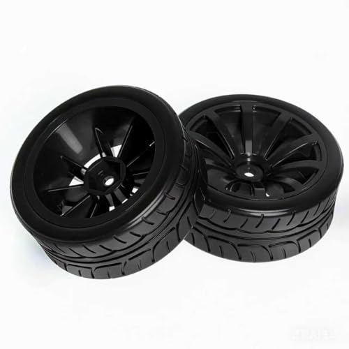 RC OD 65mm 1/10 Rally Racing Touring Tires & Plastic Wheels 12mm Hex for 1:10 1/12 On Road Drift Street Car Tamiya TT01 TT02 Traxxas XV02 XV01 TA06 HPI KYOSHO PTG2 A959 4PCS (Black) - color: Black