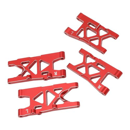 RC Front and Rear Suspension Arms Set Aluminum Alloy Upgrade Parts for Arrma 1/18 380 Brushed 4X4 Truck 380 Brushed 4X4 Small Scale Buggy, RC Car Upgrade Parts (Red) - color: Red
