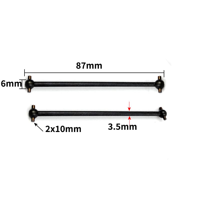 2PCS Metal Drive Shaft Dogbone Transmission Axle 61mm 63mm 70mm 77mm 84mm 86mm 89.5mm 101mm Axis Rod for RC 1/10 RC Car HSP 1/10 Accessories Upgrade (87mm)