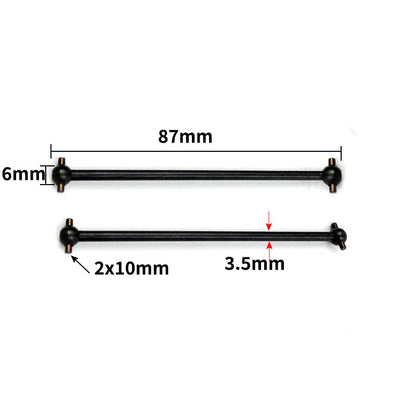 2PCS Metal Drive Shaft Dogbone Transmission Axle 61mm 63mm 70mm 77mm 84mm 86mm 89.5mm 101mm Axis Rod for RC 1/10 RC Car HSP 1/10 Accessories Upgrade (87mm)