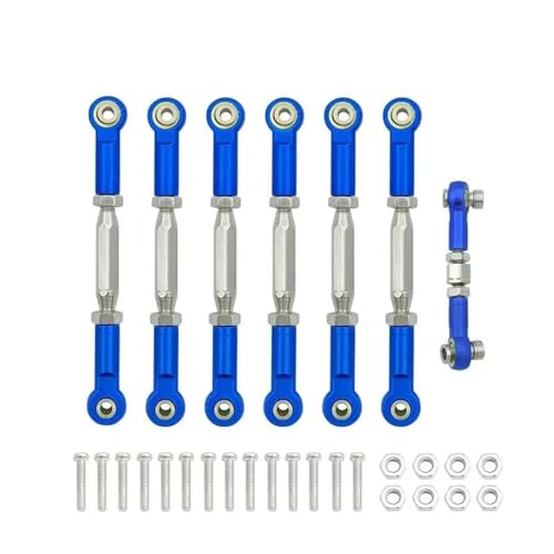 RC Car Rod Linkage Compatible with Traxxas for Slash 4X4/2WD 1/10 RC Car Upgrade Parts 1 Set 7 Pcs Metal Turnbuckle Camber Link End Adjustable Kit(Dark Blue) - color: Dark Blue