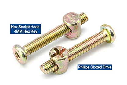 NINDEJIN 82 PCS Hex Socket Screw Bolts and Nuts Assortment Kit, M6 x 40 mm 50 mm 60 mm 70 mm 80 mm Furniture Screws for Baby Bed Crib Cots Headboards, M6 Allen Bolts and Barrel Nuts Set - size: 82pcs M6 40mm-80mm