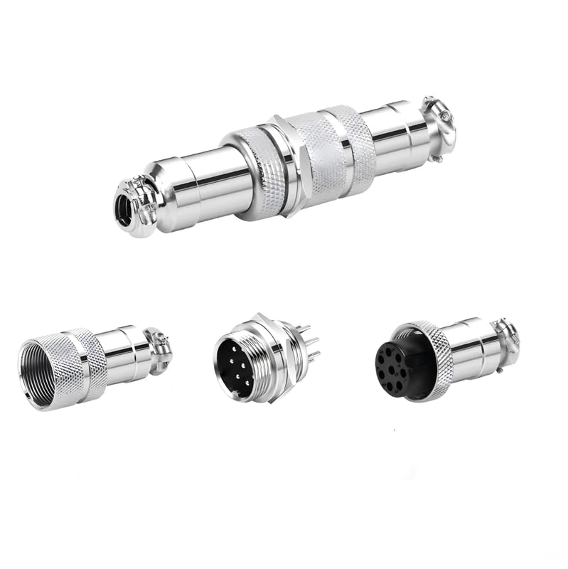 5Set GX16 8pin Male+Female Combination Aviation Plug Socket Connector,Panel Mounted Metal Circular Adapter Connector 4A/125V,16mm,Welded,for Electrical and Electronic Connections - size: 8Pin