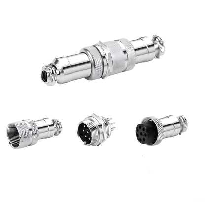5Set GX16 8pin Male+Female Combination Aviation Plug Socket Connector,Panel Mounted Metal Circular Adapter Connector 4A/125V,16mm,Welded,for Electrical and Electronic Connections - size: 8Pin