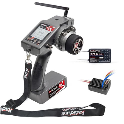 Radiolink RC6GS V3 RC Transmitter, R7FG Gyro Receiver and Brushed Cool 9030 ESC Combo, 7 Channels 2.4GHz Surface Remote Controller 90A ESC/BEC, 30 Models Strorage for Crawler, Buggy, Car, Boat
