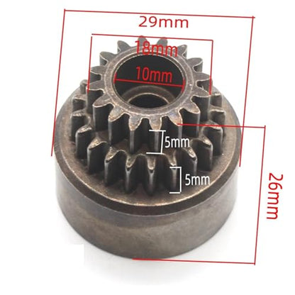 RC Cars Models Parts for HSP 02023 94122 94166 1/10 RC Car Upgrade Parts Clutch Bell Double Gears for Nitro Powered On‑Road Drift