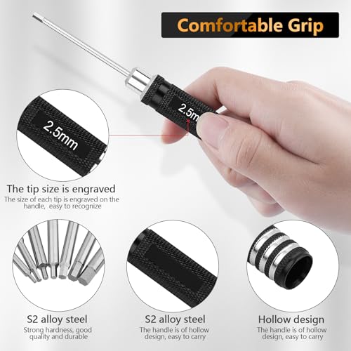 RC Tool Kit 7PCS Precision Hex Screwdriver Set | Hobby Tools W/0.9/1.27/1.3/1.5/2.0/2.5/3.0mm Hexagon Wrench RC Repair Tool Compatible with SCX24 Traxxas Redcat RC Trucks - color: Clear