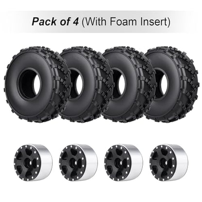 HobbyPark 1.0 Beadlock Wheels and 1.0 Sticky Tires 62x21mm Soft Mud Tires for 1/24 RC Crawler Car Compatible with AX24 SCX24 FCX24 Enduro24, Set of 4 (5 Spoke Rims) - style: 5 Spoke Rims