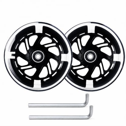 120mm Light Up Scooter Wheels, 2-Pack LED Flashing Replacement Wheels, 85A PU with 608RS Bearings & Spacers for Kids 3-Wheel Kick Scooters (Black) - color: Black