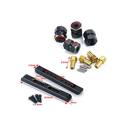 Que-T RC Brass Diff Cover with Front Steering Knuckle,7mm Wheel Hex Hub Extension, Boulder Bars Rails, Wheel Weights Hex Adapter for 1/24 Axial Scx24 Deadbolt C10 Car