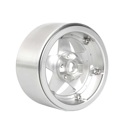 Aluminum 2.2" Beadlock Wheel Offset -10mm Metal Rims for SCX10 RR10 TRX4 VS4-10 Gen8 1/10 RC Crawler Car Upgrade Parts (5-Spoke, Silver) - color: 5-spoke, Silver