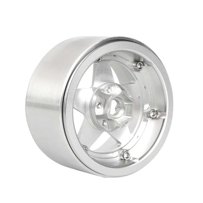 Aluminum 2.2" Beadlock Wheel Offset -10mm Metal Rims for SCX10 RR10 TRX4 VS4-10 Gen8 1/10 RC Crawler Car Upgrade Parts (5-Spoke, Silver) - color: 5-spoke, Silver