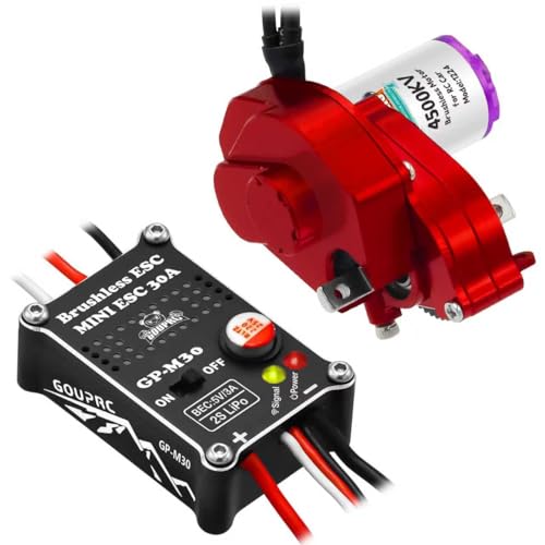 GOUPRC Upgrade 30A Brushless ESC & 1224 4500KV Brushless Outrunner Motor with Transmission for SCX24 RC Crawler Axial 1/24 RC Crawler Buggy Truck - color: Red Transmission