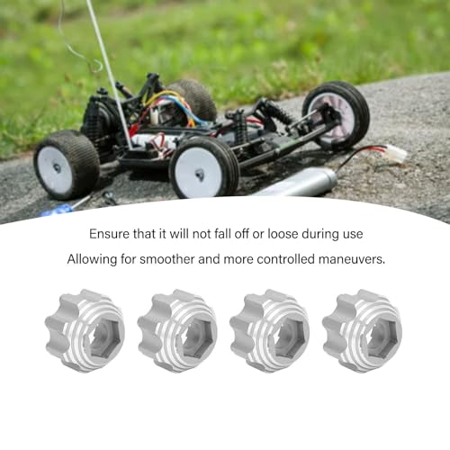 VBESTLIFE RC Wheel Hex Adapters 8x32 to 17mm Conversion for Electric RC Car Truck 3.8in Wheels, Aluminum Alloy Silver Upgrade for Improved Stability and Reduced Vibration - color: Silver Color