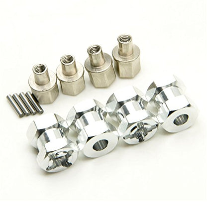 4PCS RC Wheel Spacers 12mm Aluminum Wheel Hex Hub 15mm Offset Extension Hex Drive Adapter Combiner Coupler Compatible with 1/10 RC Crawler Axial SCX10 CC01 D90 Wraith (Silver - 15mm) - color: Silver - 15mm