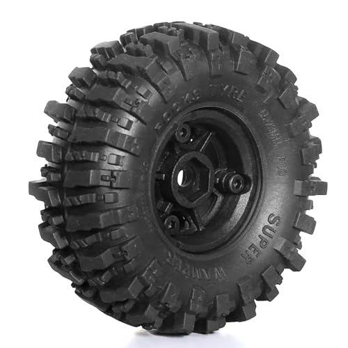 REDSPIDER 1.0 Beadlock Wheels and Tires Set（4pcs） 1.0 Crawler Tires 55 * 23mm Plastics 1.0 Wheel Lightweight Design 1/18 1/24 RC Crawler Tires for SCX24 TRX4M FMS FCX24 FCX18 AX24 (at Tires)