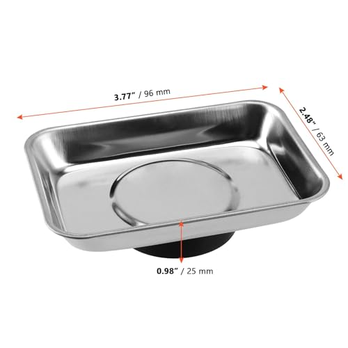 SINJEUN 10 Pieces Rectangle Magnetic Part Tray, 3.6 x 2.5 Inch Magnetic Tray Set, Stainless Steel Magnetic Tray Holder for Screws, Nut, Bolt and Metal Part - size: 3.6 x 2.5 Inch Rectangle