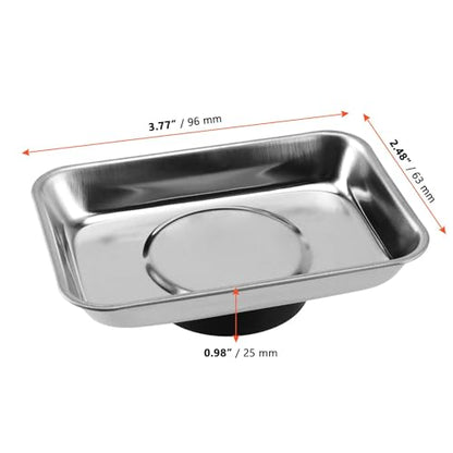 SINJEUN 10 Pieces Rectangle Magnetic Part Tray, 3.6 x 2.5 Inch Magnetic Tray Set, Stainless Steel Magnetic Tray Holder for Screws, Nut, Bolt and Metal Part - size: 3.6 x 2.5 Inch Rectangle