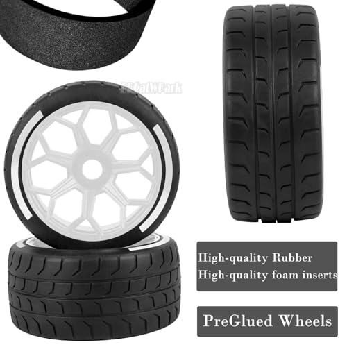RC Highway Tires Wheel for 1/8 Typhon 6s BLX,1/7 Infraction 6S BLX,Limitless,4PCS RC Drift Tires Rubber RC Highway Wheel,White - color: White - (Highway Tires)