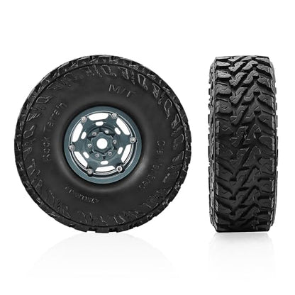 1.9" Beadlock Wheels and Tires 121mm (4.75in) for TRX4 SCX10 1/10 RC Crawler Upgrade Parts (Titanium-3., 4Pcs) - color: Titanium+P tires