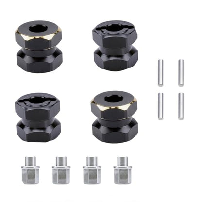 12mm Brass Hex Hub Extension Adapter Upgrade for 1/10 SCX10 D90 | Fit 1/10 Axial SCX10 & D90 crawler vehicles. Widen wheel track for stability. Solid brass durable RC modification parts. - size: 12mm