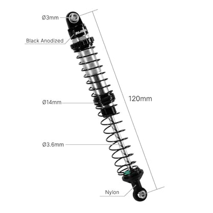 INJORA DRX 120mm Dual-rate Spring Oil Shocks for TRX4 SCX10 1/10 RC Crawler - size: 120mm