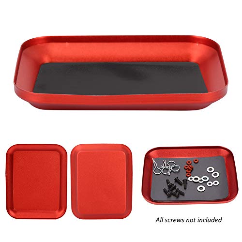 RiToEasysports RC Screw Tray, Storage Magnetic Tray Aluminum Alloy Small Parts and Screws Holder for Fuel Vehicle Parts - color: Red