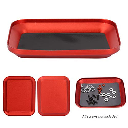 RiToEasysports RC Screw Tray, Storage Magnetic Tray Aluminum Alloy Small Parts and Screws Holder for Fuel Vehicle Parts - color: Red