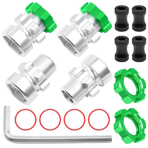 OGRC 12mm to 17mm Wheel Hex Adapter, Hex Extension for Slash Losi RC Car | Aluminum Hub, 10mm Extension, 17mm Wheel Conversion, for Traxxas Losi HPI 1/10 RC Truck Buggy, Green - color: Green