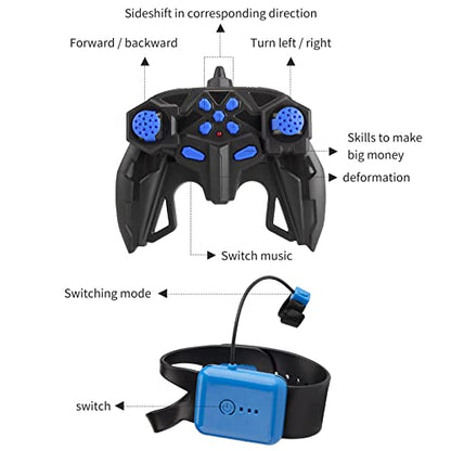 Deejoy 1:12 Gesture Sensing RC Stunt Car, 2.4GHz 4WD Hand Controlled Remote Control Car for Boys 8-12, Double Sided Rotating Off Road Vehicle 360° Flips with Lights Music for Birthday