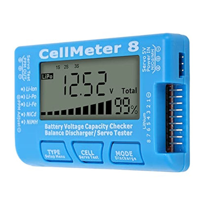 LiPo Charger RC Charger Lipo Battery Balance Charger RC Car Battery Charger Discharger 2-8S for Li Po Li Ion Li Fe Smart Battery Balance Discharger Servo Tester (Blue) - color: Blue