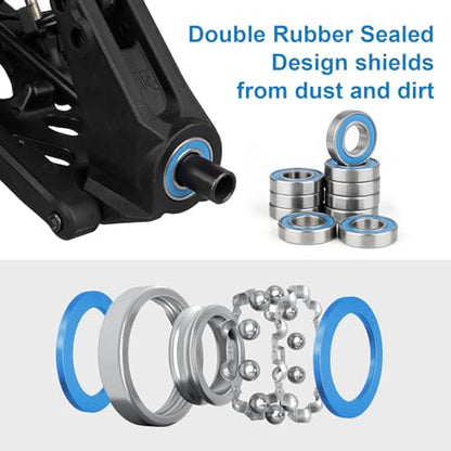 RC Ball Bearings Rubber Sealed for Traxxas Arrma Axial Losi Redcat Racing HSP WLtoys RC Cars Trucks Buggy Crawler, Set of 10 (12x24x6mm 6901-2RS) - size: 12x24x6mm 6901-2RS