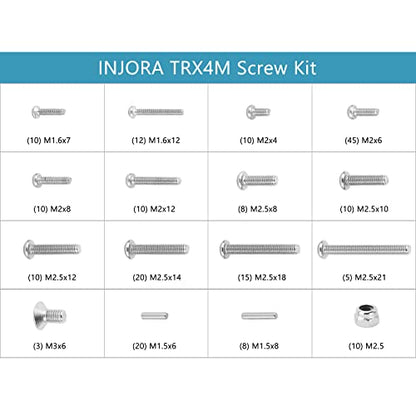 INJORA Screws Pins Nuts M1.6 M2 M2.5 Grade 12.9 Stainless Steel Hex Screws Hardware Kit for TRX4M 1/18 RC Crawler Car