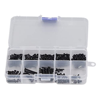 Rust Proof RC Screw Kit Iron Replacement Spare Parts Box with 160pcs Various Sizes for 1/18 Crawler