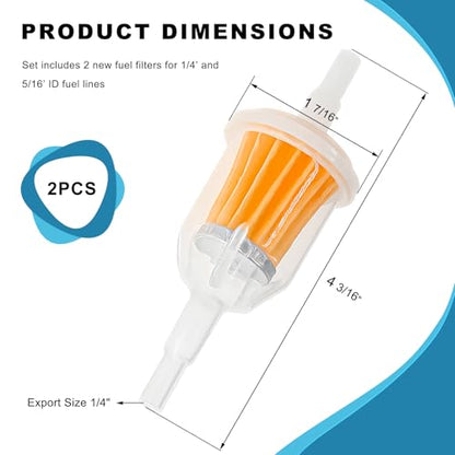 2 PCS Gas Inline Fuel Filters, 1/4 Inch × 5/16 Inch Inline Fuel Filter Replacement with Magnet, Small Gasoline Filters Replaces AM116304 120-436 25 050 22-s Gy20709 21541500
