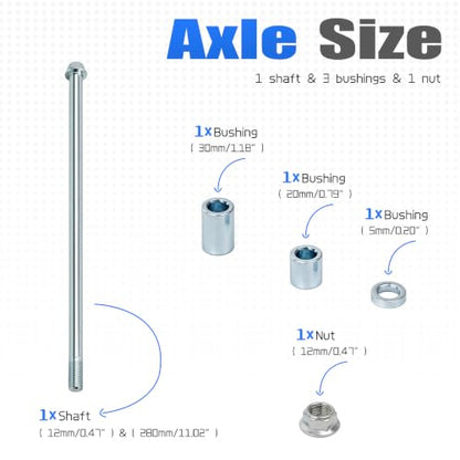 Mokuo 12mm 280mm Front Rear Axle with Bushing 5mm 20mm 30mm Fit for Pit Dirt Bike Moped Scooter QUAD ATV Mini Bike Parts - size: 12-280