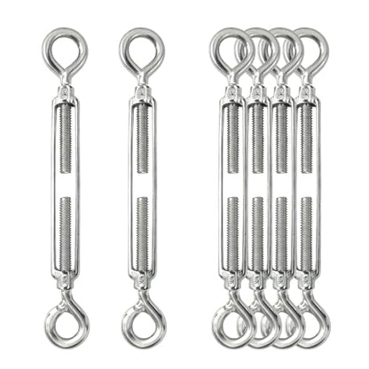6 PCS M10 Eye and Eye Turnbuckles for Cables Wire Rope Tension | Made of 304 Stainless Steel, Corrosion Resistant , Easy to Use,511lbs Rated,Industrial Shade Sail Rigging - size: 6PCS-M10-OO
