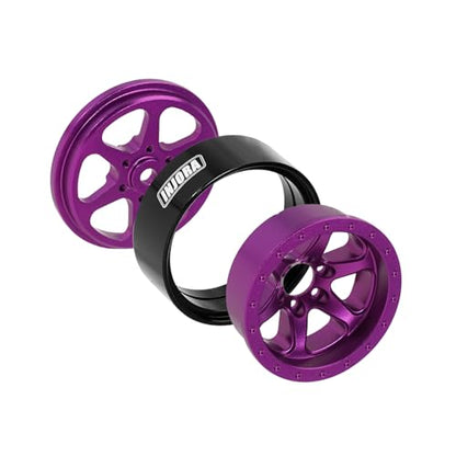 INJORA 1.3 Aluminium Beadlock Wheel Offset -4.05mm for 1/24 1/18 RC(Purple) - color: Purple