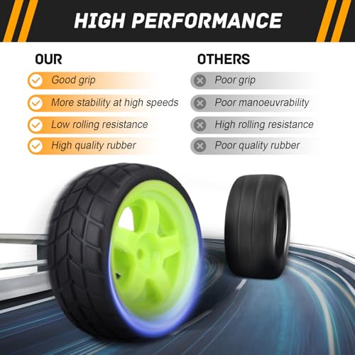 RC On-Road Tires and Wheels with 12mm Hex for 1/10 Traxxas 4Tec 2.0 3.0 HPI Racing RS4 HSP 94123 MST Tamiya Kyosho 1/14 WLtoys 144001 Drifting Touring Car, 4pcs