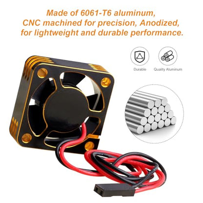 HobbyPark RC Brushless Motor Cooling Fan ESC Cooling Fan for RC Car 1/8 1/10 1/12 Scale 540 550 Brushless Motors (Black-Gold) - color: Black-Gold
