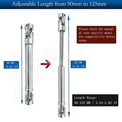 2PCS 90-125MM Stainless Steel Universal Drive Shaft for 1/10 TRX4 TRX6 SCX10 Wraith Capra D90 TF2 Red cat GEN8 1/10 RC Crawler,ARRCat RC Upgrade Parts Hop-Ups Centre Drive Shaft - size: 90-125MM